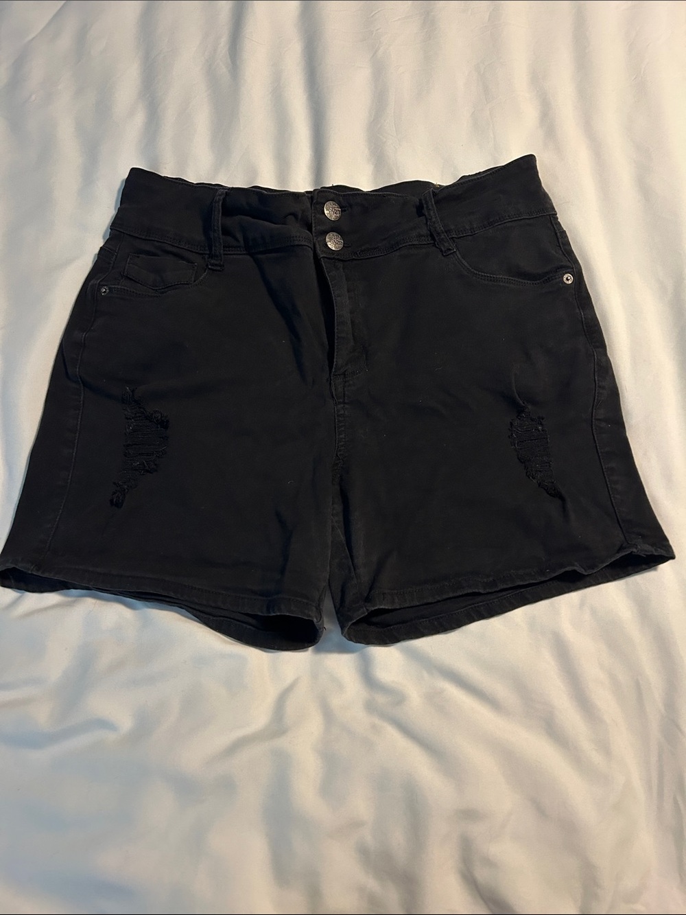 Hybrid & company Black High-Waist Distressed Women's Shorts